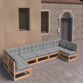 Gartenmöbel-Set 7-teilig und Kissen aus massivem Kiefernholz von vidaXL, Gartensets - Ref: Foro24-3077184, Preis: 661,36 €, R...