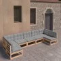 Garden furniture set 7 pieces and cushions solid pine wood by vidaXL, Garden sets - Ref: Foro24-3077184, Price: 653,11 €, Dis...