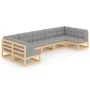 Garden furniture set 7 pieces and cushions solid pine wood by vidaXL, Garden sets - Ref: Foro24-3077184, Price: 653,11 €, Dis...