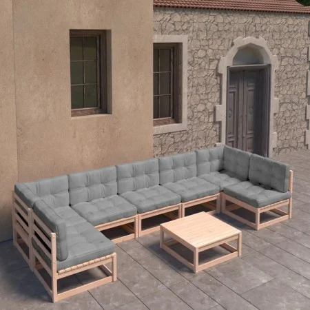 Garden furniture 8 pieces and cushions solid pine wood by vidaXL, Garden sets - Ref: Foro24-3077189, Price: 716,44 €, Discoun...