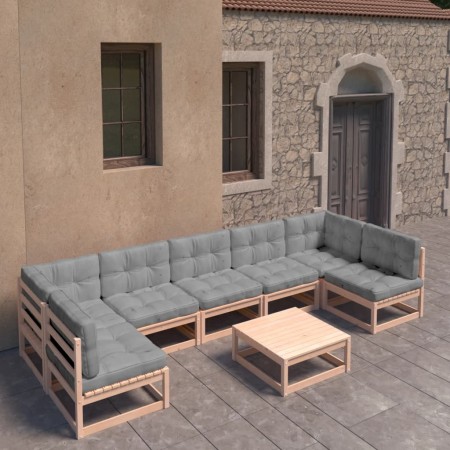 Gartenmöbel 8-teilig und Kissen aus massivem Kiefernholz von vidaXL, Gartensets - Ref: Foro24-3077189, Preis: 727,39 €, Rabat...