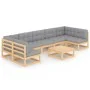 Garden furniture 8 pieces and cushions solid pine wood by vidaXL, Garden sets - Ref: Foro24-3077189, Price: 716,44 €, Discoun...