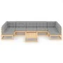 Garden furniture 8 pieces and cushions solid pine wood by vidaXL, Garden sets - Ref: Foro24-3077189, Price: 716,44 €, Discoun...