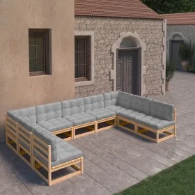 Gartenmöbel-Set 9-teilig und Kissen aus massivem Kiefernholz von vidaXL, Gartensets - Ref: Foro24-3077194, Preis: 880,88 €, R...