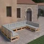 Garden furniture set 9 pieces and cushions solid pine wood by vidaXL, Garden sets - Ref: Foro24-3077194, Price: 880,88 €, Dis...