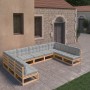 Gartenmöbel-Set 9-teilig und Kissen aus massivem Kiefernholz von vidaXL, Gartensets - Ref: Foro24-3077194, Preis: 892,52 €, R...