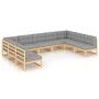 Garden furniture set 9 pieces and cushions solid pine wood by vidaXL, Garden sets - Ref: Foro24-3077194, Price: 880,88 €, Dis...