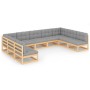 Gartenmöbel-Set 9-teilig und Kissen aus massivem Kiefernholz von vidaXL, Gartensets - Ref: Foro24-3077194, Preis: 892,52 €, R...