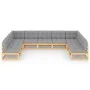 Garden furniture set 9 pieces and cushions solid pine wood by vidaXL, Garden sets - Ref: Foro24-3077194, Price: 880,88 €, Dis...