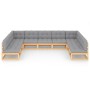 Gartenmöbel-Set 9-teilig und Kissen aus massivem Kiefernholz von vidaXL, Gartensets - Ref: Foro24-3077194, Preis: 892,52 €, R...