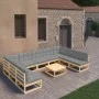 Garden furniture set 10 pieces and cushions solid pine wood by vidaXL, Garden sets - Ref: Foro24-3077199, Price: 893,37 €, Di...