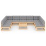 Gartenmöbel-Set 10-teilig und Kissen aus massivem Kiefernholz von vidaXL, Gartensets - Ref: Foro24-3077199, Preis: 907,03 €, ...