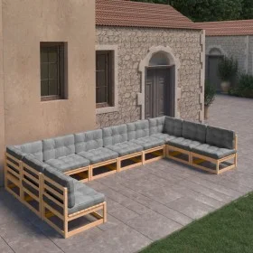 Garden furniture set 10 pieces and cushions solid pine wood by vidaXL, Garden sets - Ref: Foro24-3077204, Price: 982,02 €, Di...