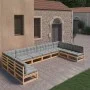 Garden furniture set 10 pieces and cushions solid pine wood by vidaXL, Garden sets - Ref: Foro24-3077204, Price: 983,91 €, Di...
