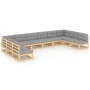 Garden furniture set 10 pieces and cushions solid pine wood by vidaXL, Garden sets - Ref: Foro24-3077204, Price: 983,91 €, Di...