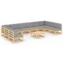 Juego de muebles de jardín 11 pzas y cojines madera maciza pino de vidaXL, Conjuntos de jardín - Ref: Foro24-3077209, Precio:...