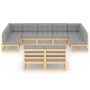 Gartenmöbel-Set 9-teilig und Kissen aus massivem Kiefernholz von vidaXL, Gartensets - Ref: Foro24-3077214, Preis: 892,52 €, R...
