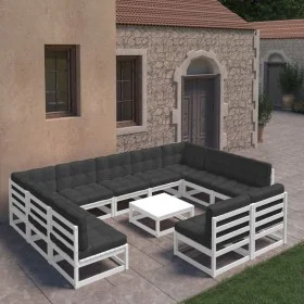 12-piece garden furniture set with white pine wood cushions by vidaXL, Garden sets - Ref: Foro24-3077230, Price: 1,00 €, Disc...