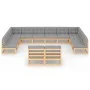 12-teiliges Gartenmöbel-Set und Kissen aus massivem Kiefernholz von vidaXL, Gartensets - Ref: Foro24-3077234, Preis: 1,00 €, ...