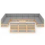 Garden furniture set 14 pieces and cushions solid pine wood by vidaXL, Garden sets - Ref: Foro24-3077249, Price: 1,00 €, Disc...