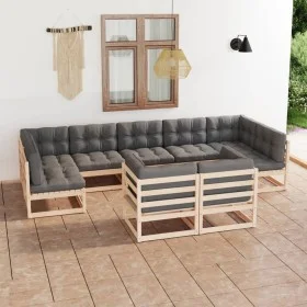 Garden furniture set 9 pieces and cushions solid pine wood by vidaXL, Garden sets - Ref: Foro24-3077254, Price: 864,82 €, Dis...
