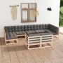 Garden furniture set 9 pieces and cushions solid pine wood by vidaXL, Garden sets - Ref: Foro24-3077254, Price: 866,07 €, Dis...