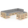 Garden furniture set 9 pieces and cushions solid pine wood by vidaXL, Garden sets - Ref: Foro24-3077254, Price: 866,07 €, Dis...