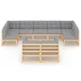 Garden furniture set 9 pieces and cushions solid pine wood by vidaXL, Garden sets - Ref: Foro24-3077254, Price: 866,07 €, Dis...