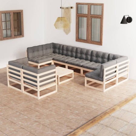 Garden furniture set 10 pieces and cushions solid pine wood by vidaXL, Garden sets - Ref: Foro24-3077259, Price: 891,10 €, Di...