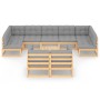 Gartenmöbel-Set 10-teilig und Kissen aus massivem Kiefernholz von vidaXL, Gartensets - Ref: Foro24-3077259, Preis: 891,10 €, ...