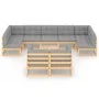 Juego de muebles de jardín 10 pzas y cojines madera maciza pino de vidaXL, Conjuntos de jardín - Ref: Foro24-3077259, Precio:...