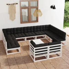 12-piece garden furniture set with white pine wood cushions by vidaXL, Garden sets - Ref: Foro24-3077270, Price: 1,00 €, Disc...