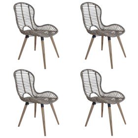 Sillas de comedor 4 unidades ratán marrón natural Sillas de comedor 4 unidades ratán marrón natural
