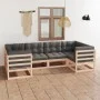 Gartenmöbel-Set 6-teilig und Kissen aus massivem Kiefernholz von vidaXL, Gartensets - Ref: Foro24-3077294, Preis: 554,26 €, R...