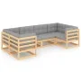 Gartenmöbel-Set 6-teilig und Kissen aus massivem Kiefernholz von vidaXL, Gartensets - Ref: Foro24-3077294, Preis: 554,26 €, R...