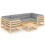 Garden furniture set 7 pieces and cushions solid pine wood by vidaXL, Garden sets - Ref: Foro24-3077299, Price: 610,19 €, Dis...