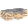 Gartenmöbel-Set 7-teilig und Kissen aus massivem Kiefernholz von vidaXL, Gartensets - Ref: Foro24-3077299, Preis: 616,69 €, R...