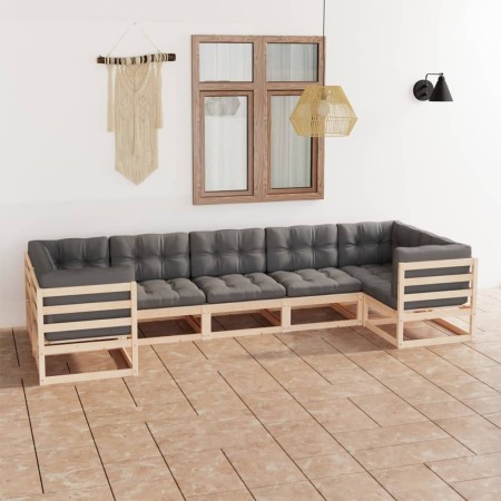 7-piece garden furniture set with solid pine wood cushions by vidaXL, Garden sets - Ref: Foro24-3077304, Price: 647,30 €, Dis...