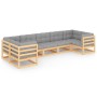 7-piece garden furniture set with solid pine wood cushions by vidaXL, Garden sets - Ref: Foro24-3077304, Price: 647,30 €, Dis...