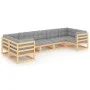 7-teiliges Gartenmöbel-Set und Kissen aus massivem Zirbenholz von vidaXL, Gartensets - Ref: Foro24-3077304, Preis: 641,01 €, ...