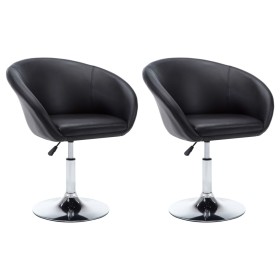 Sillas de comedor giratorias 2 unidades cuero sintético negro