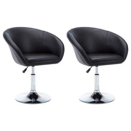 Sillas de comedor giratorias 2 unidades cuero sintético negro