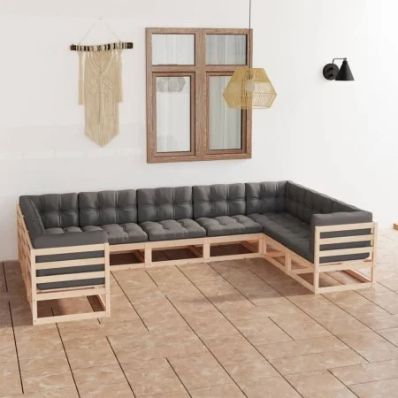 Garden furniture set 9 pieces and cushions solid pine wood by vidaXL, Garden sets - Ref: Foro24-3077314, Price: 866,07 €, Dis...