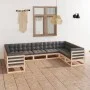 Garden furniture set 9 pieces and cushions solid pine wood by vidaXL, Garden sets - Ref: Foro24-3077314, Price: 866,07 €, Dis...