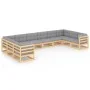 10-teiliges Gartenmöbel-Set und Kissen aus massivem Zirbenholz von vidaXL, Gartensets - Ref: Foro24-3077319, Preis: 963,40 €,...