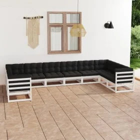 10-piece garden furniture set with white pine wood cushions by vidaXL, Garden sets - Ref: Foro24-3077320, Price: 971,90 €, Di...