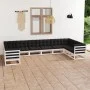 Set de muebles de jardín 10 pzas con cojines madera pino blanco de vidaXL, Conjuntos de jardín - Ref: Foro24-3077320, Precio:...