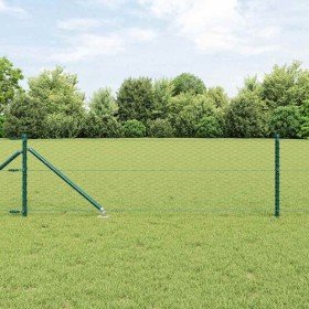 Reja con postes Verde 0.8 x 25 m Acero recubierto de PVC