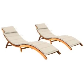 Sun loungers 2 units with solid acacia wood cushions by vidaXL, Loungers - Ref: Foro24-3077363, Price: 364,34 €, Discount: %