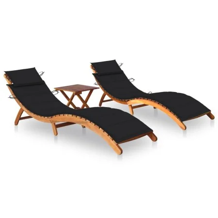 Tumbonas 2 unidades con mesa y cojines madera maciza de acacia by vidaXL, Loungers - Ref: Foro24-3077383, Price: 368,51 €, Di...